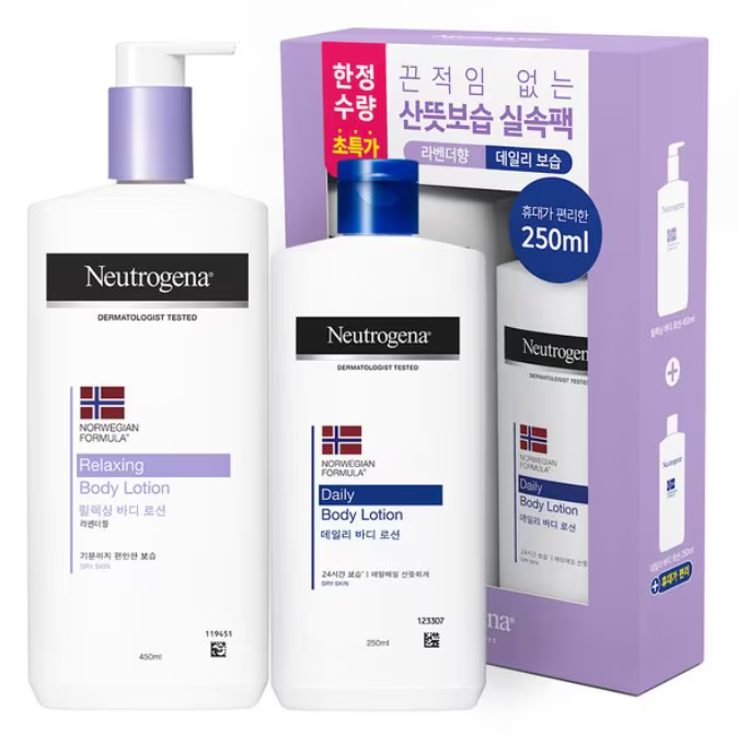 [한정기획] 뉴트로지나 릴렉싱 바디로션 450ml+250ml