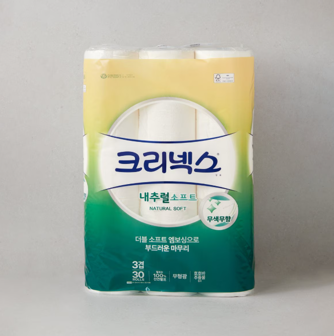 크리넥스 3겹 내추럴 소프트 화장지 30m*30롤
