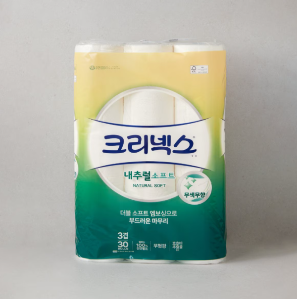크리넥스 3겹 내추럴 소프트 화장지 30m*30롤